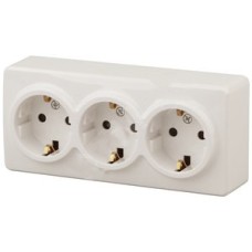 Розетка 3х2P+E Schuko со шторками, 16A-250В, ОУ, Эра Эксперт, сл.кость