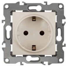 Розетка 2P+E Schuko со шторками, 16A-250В, Эра12, слоновая кость