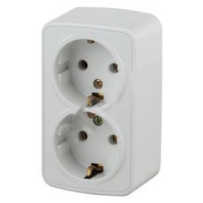 Розетка 2х2P+E Schuko, 16A-250В, ОУ, Polo, белый