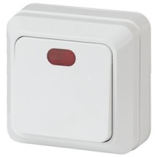 Выключатель с подсветкой, 10А-250В, ОУ, б.м.п., Quadro, белый,2Э-102-01