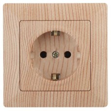 Розетка 2P+E Schuko, 16А-250В, СУ, Solo, сосна