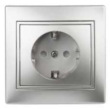 Розетка 2P+E Schuko, 16А-250В, СУ, Plano, алюминий