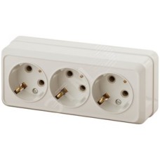 Розетка 3х2P+E, 16А-250В, ОУ, Quadro, сл.кость