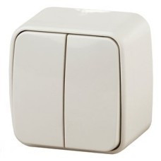 Выключатель двойной, 10A-250В, ОУ, Polo, сл.кость,3-104-02