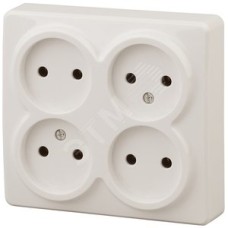 Розетка 4х2P, 16A-250В, ОУ, Эра Эксперт, сл.кость