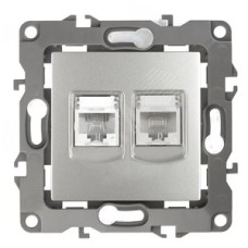 Розетка комбинированная RJ45+RJ11, Эра12, алюминий