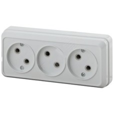 Розетка 3х2P, 16А-250В, ОУ, Quadro, белый