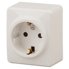 Розетка 2P+E Schuko со шторками, 16A-250В, ОУ, Эра Эксперт, сл.кость