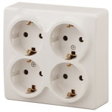 Розетка 4х2P+E Schuko со шторками, 16A-250В, ОУ, Эра Эксперт, сл.кость