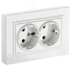 BRITE Розетка двойная с заземлением/крышкой/шторками 16А в сборе РСш12-3-БрБ белый