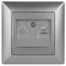Розетка информационная RJ45, СУ, Solo, алюминий