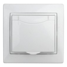 Розетка 2P+E Schuko с крышкой штор., 16А-250В, СУ, Al+Cu, Plano, белый