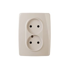 Розетка 2X2P+E Schuko, 16А-250В, б.л., Эра12, слоновая кость