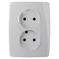 Розетка 2X2P, 16А-250В, б.л., Эра12, белый