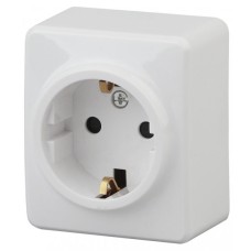 Розетка 2P+E Schuko со шторками, 16A-250В, ОУ, Эра Эксперт, Al+Cu, белый