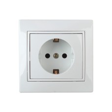Розетка 2P+E Schuko, 16А-250В, СУ, б.л., Plano, белый