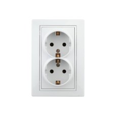 Розетка 2X2P+E Schuko, 16А-250В, СУ, б.л., Plano, белый
