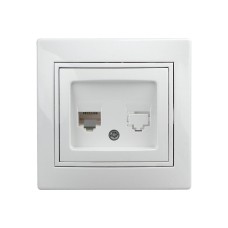 Розетка информационная RJ45, СУ, б.л., Plano, белый