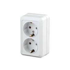 Розетка 2х2P+E Schuko, 16А-250В, ОУ, б.м.п., Quadro, белый