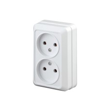 Розетка 2х2P, 16А-250В, ОУ, б.м.п., Quadro, белый