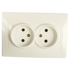 Розетка 2X2P, 16А-250В, СУ, б.л., Plano, белый
