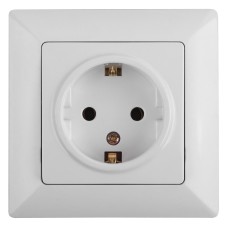 Розетка 2P+E Schuko, 16А-250В, СУ, Solo, белый
