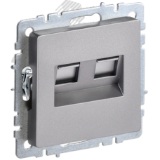 BRITE Розетка компьютерная двойная RJ45 кат.5E РК10-2-БрС сталь