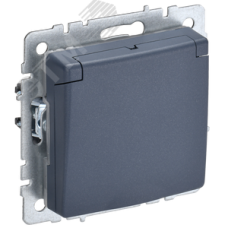 BRITE Розетка с заземлением с защитными шторками и крышкой 16А IP44 РСбш10-3-44-БрМ маренго