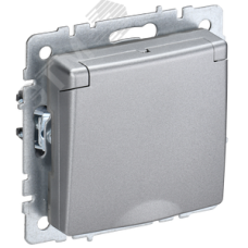 BRITE Розетка с заземлением с защитными шторками и крышкой 16А IP44 РСбш10-3-44-БрА алюминий