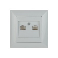 Розетка информационная 2xRJ45, СУ, Solo, белый