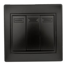 Выключатель тройной, 10А-250В, IP20, СУ, Plano, антрацит 1-106-05