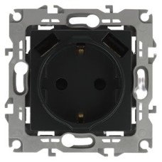 Розетка 2P+E 16A-250В, штор. с 2xUSB 5В-3А, Эра Elegance, антрацит