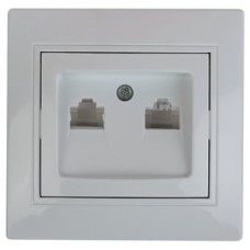 Розетка информационная 2xRJ45, СУ, Plano, сл.кость