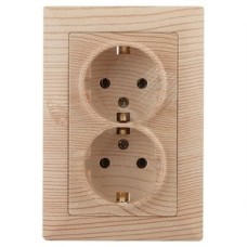 Розетка 2X2P+E Schuko, 16А-250В, СУ, Solo, сосна
