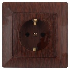 Розетка 2P+E Schuko со шторками, 16А-250В, СУ, Solo, венге