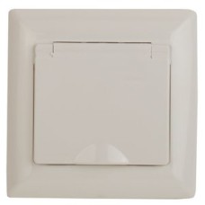 Розетка 2P+E Schuko с крышкой, 16А-250В, СУ, Solo, сл.кость
