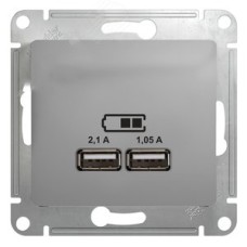 GLOSSA Розетка USB в рамку алюминий 5В/2100мА