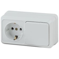 Блок розетка+выкл. гориз. 10(16)А-250В, ОУ, Quadro, белый