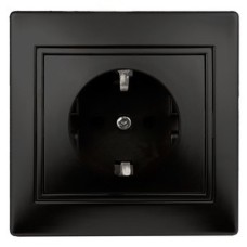 Розетка 2P+E Schuko со шторками, 16А-250В, IP20, СУ, Plano, антрацит 