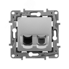 ETIKA Розетка телефонная+компьютерная RJ11+RJ45 категория 5 UTP алюминий