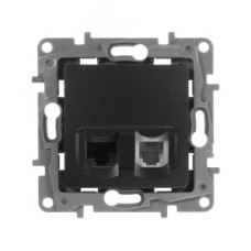 ETIKA Розетка телефонная+компьютерная RJ11+RJ45 категория 5 UTP антрацит