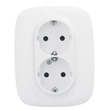 Valena ALLURE Розетка силовая двойная 2х2К+З 16А 250В с лицевой панелью со шторками безвинтовые зажимы белая 