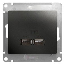 GLOSSA Розетка USB антрацит в рамку 5В/2100мА