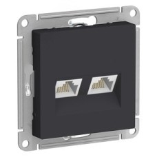 Розетка ATLASDESIGN двойная компьютерная RJ45+RJ45 категория 5E механизм карбон