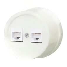 Розетка RJ45 информационная двойная, пластик, цвет Слоновая кость