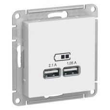 Розетка ATLASDESIGN USB 5В 1 порт x 2,1 А 2 порта х 1,05 А механизм белый 