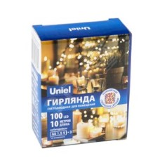 Гирлянда светодиодная на батарейках 3AA (не в/к) Роса 10м 100 светодиодов Разноцветный свет Провод медный ULD-S1000-100/SCB/3AA MULTI IP20 DEW