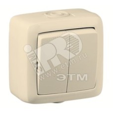 Выключатель двухклавишный наружный слоновая кость IP44 16А