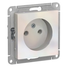 Розетка ATLASDESIGN без заземления со шторками 16А механизм белый