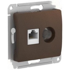 GLOSSA РОЗЕТКА двойная ТВ + компьютерная RJ45, кат. 5Е, ШОКОЛАД